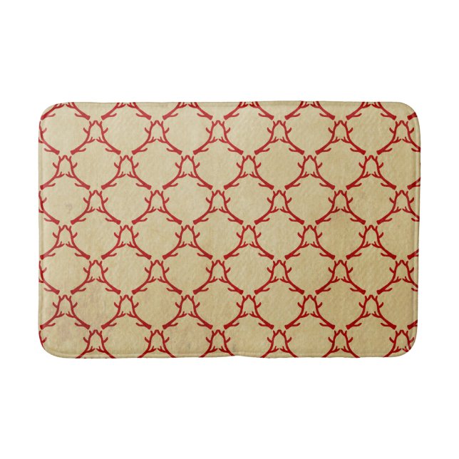 Red and Beige Woodland Antler Bath Mat (Front)