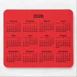 Red and Black 2026 Calendar Mouse Pad<br><div class="desc">Looking for a sleek and stylish way to keep track of your days? Check out this red and black 2026 calendar mousepad! It makes a great gift for anyone who loves to stay organized. Plus, it's a great way to show off your personality and make your desk look unique by...</div>