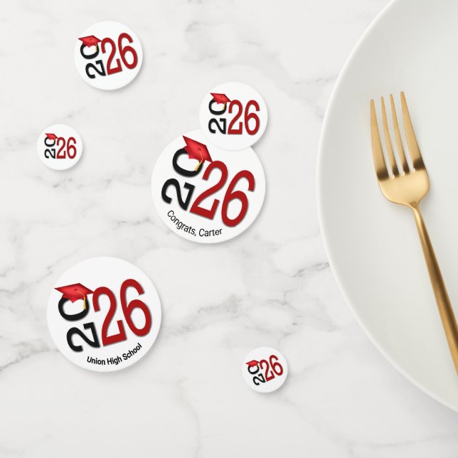 Red and Black 2026 Graduation  Confetti (Group)