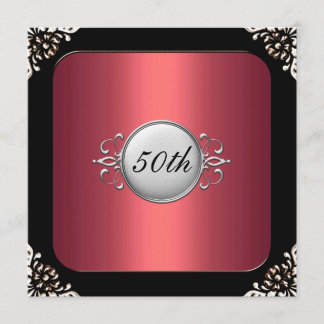 Red and Black  30th  Birthday Party Invitation