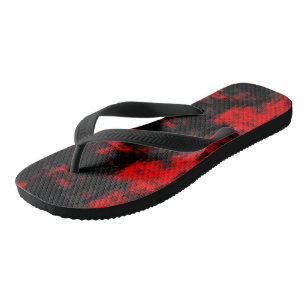 red and black abstract flip flops