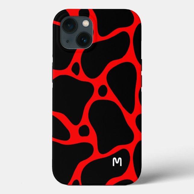 Red and black abstract giraffe pattern Case-Mate iPhone case (Back)