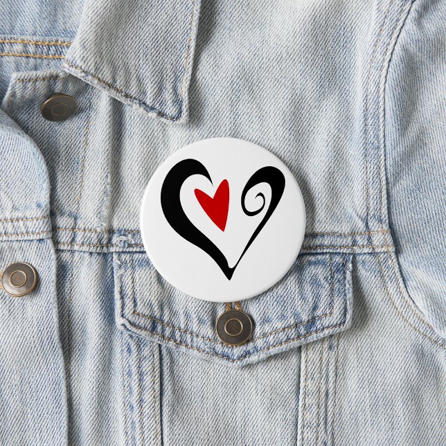 Red and Black Abstract Heart Modern Romantic 3 Inch Round Button (Creator Uploaded)