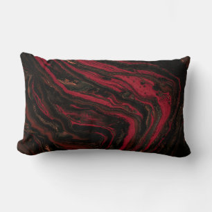 Red and black abstract painting lumbar pillow