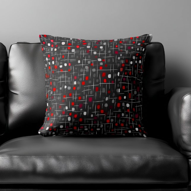 Red and Black Abstract Pattern Throw Pillow (Creator Uploaded)