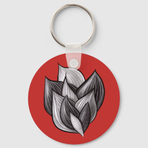 Red And Black Abstract Shapes Modern Minimalist Keychain