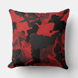 Red and Black Abstract Throw Pillow