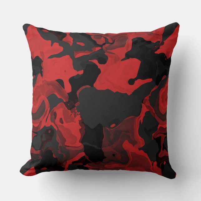 Red and Black Abstract  Throw Pillow (Front)