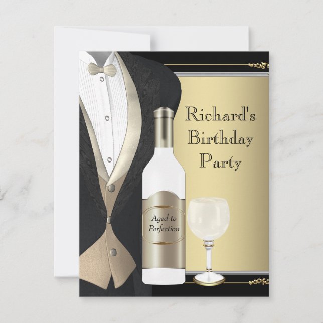 Red and Black Aged to Perfection Birthday Party Invitation (Front)