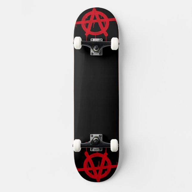 Red And Black Anarchy Original Art Skateboard