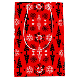 Red And Black Art Nouveau Christmas Medium Gift Bag