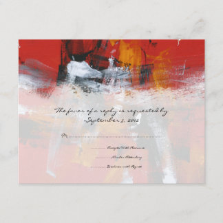 Red and Black Artistic Wedding RSVP Card