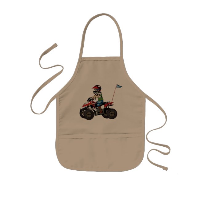 Red and Black ATV Kid Kids Apron (Front)