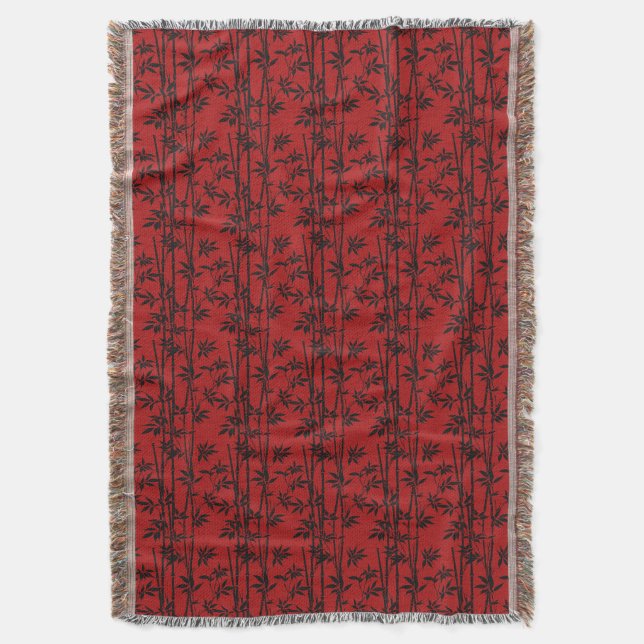 Red and Black Bamboo Throw Blanket (Front Vertical)