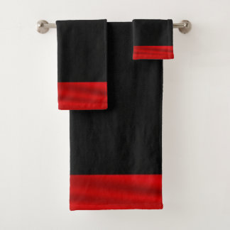 Red and Black Bath Towel Set