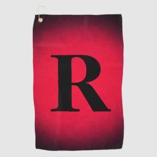 Red and black big bold monogram modern chic golf towel