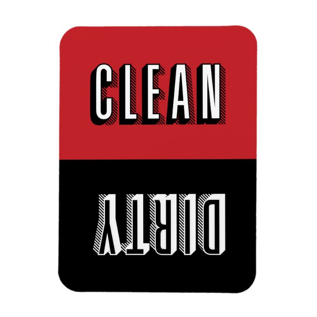 Red and Black Block Modern Typography Dishwasher Magnet (Vertical)