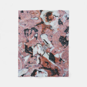 Red and Black Brecciated Marble Stone Texture with Fleece Blanket