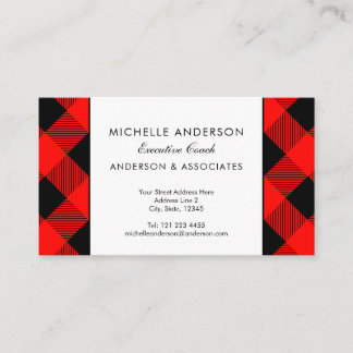 Red and Black buffalo Check Business Consultant Card