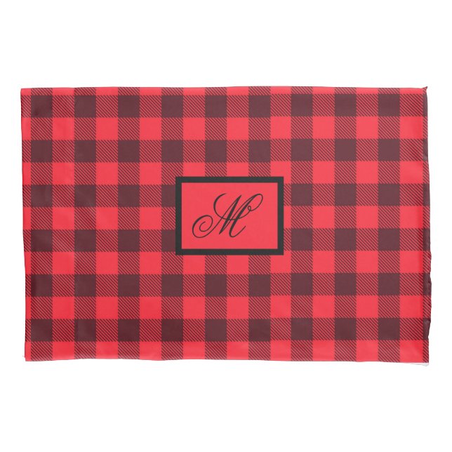 Red and Black Buffalo Lumberjack Plaid Pillow Case (Front)