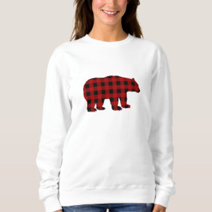 Red and Black Buffalo Plaid Bear Sweatshirt