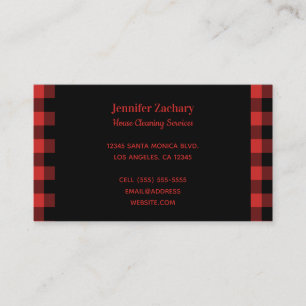 Red and Black Buffalo Plaid Business Card
