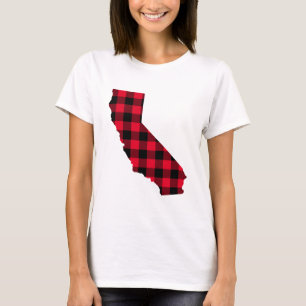 Red and Black Buffalo Plaid California T-Shirt