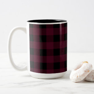 Red and Black Buffalo Plaid   Choose Your Style Two-Tone Coffee Mug