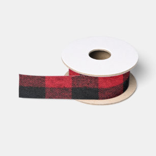 Red and Black Buffalo Plaid Christmas Satin Ribbon
