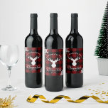 Red and Black Buffalo Plaid Family Name Christmas Wine Label<br><div class="desc">The product design features a silhouette of a reindeer on a classic red and black buffalo plaid pattern. Combined with your own personalized text,  this composition makes rustic,  modern,  and unique Christmas holiday wine labels.</div>