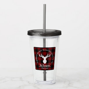 Red and Black Buffalo Plaid Family Party Acrylic Tumbler