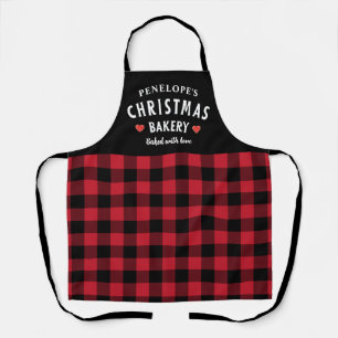 Red and Black Buffalo Plaid Festive Christmas Apron