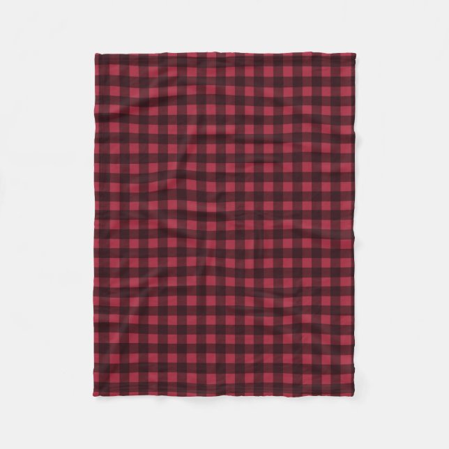 Red and Black Buffalo Plaid Fleece Blanket (Front)