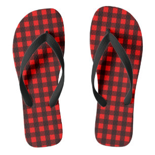 Red and Black Buffalo Plaid Flip Flops