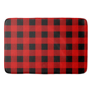 Red and Black Buffalo Plaid Holiday gingham      Bath Mat