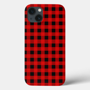 Red and Black Buffalo Plaid Holiday gingham iPhone 13 Case