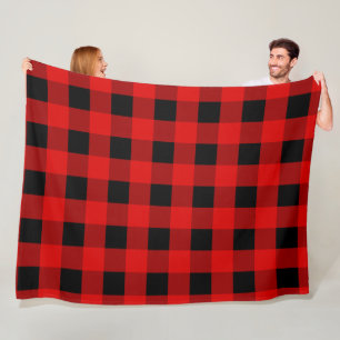 Red and Black Buffalo Plaid Holiday gingham    Fle Fleece Blanket