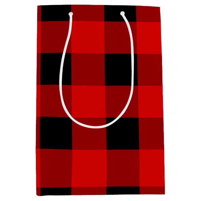 Red and Black Buffalo Plaid Holiday gingham        Medium Gift Bag (Front)