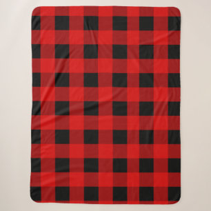 Red and Black Buffalo Plaid Holiday gingham She Sherpa Blanket