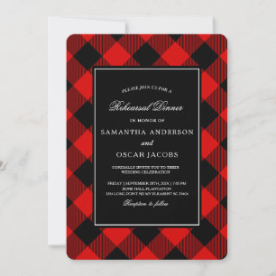 Red And Black Buffalo Plaid  Invitation