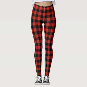 Red And Black Buffalo Plaid Leggings