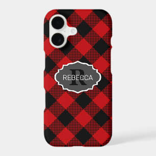 Red and Black Buffalo Plaid Name Monogram