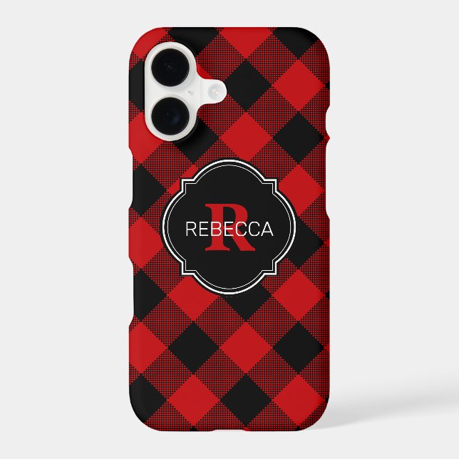 Red and Black Buffalo Plaid Name Monogram (Back)