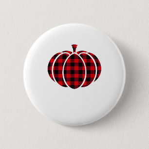 Red and Black Buffalo Plaid Pumpkin Thanksgiving C 2 Inch Round Button