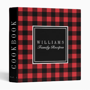 Red and Black Buffalo Plaid Recipe Cookbook Binder