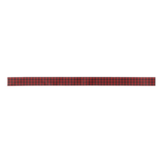 Red and Black Buffalo Plaid Ribbon Satin Ribbon (Front)