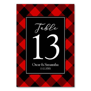 Red And Black Buffalo Plaid  Table Number