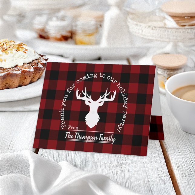 Red and Black Buffalo Plaid Thank You Card (Creator Uploaded)