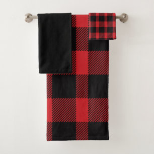 Red and Black Buffalo Plaid Towel Set