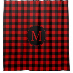 Red and Black Buffalo Plaid with Monogram